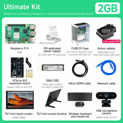 Yahboom Raspberry Pi 5 KI Großmodell-Platine und Starterkit (1GB/2GB/4GB/8GB/16GB)