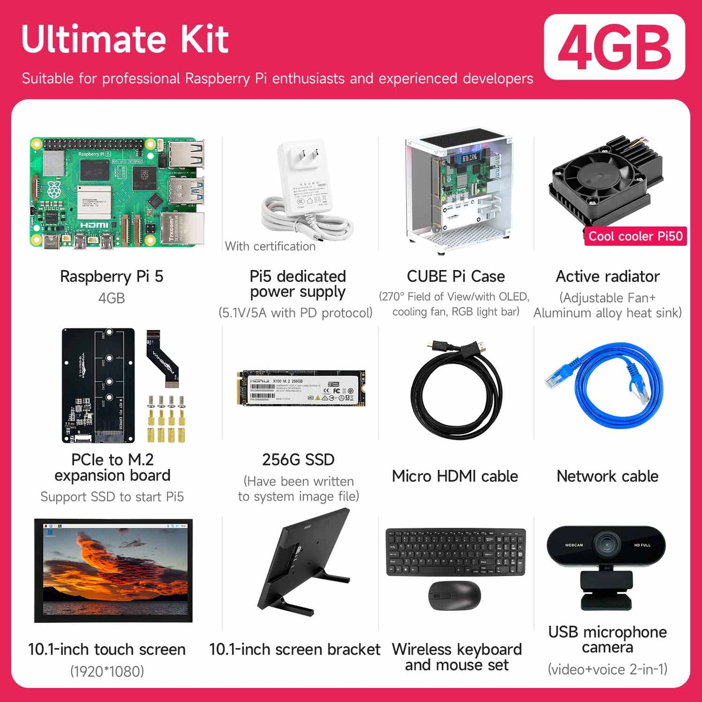 Raspberry Pi 5 AI Large Model Board and Starter Kit(1G/2G/4G/8G/16G)