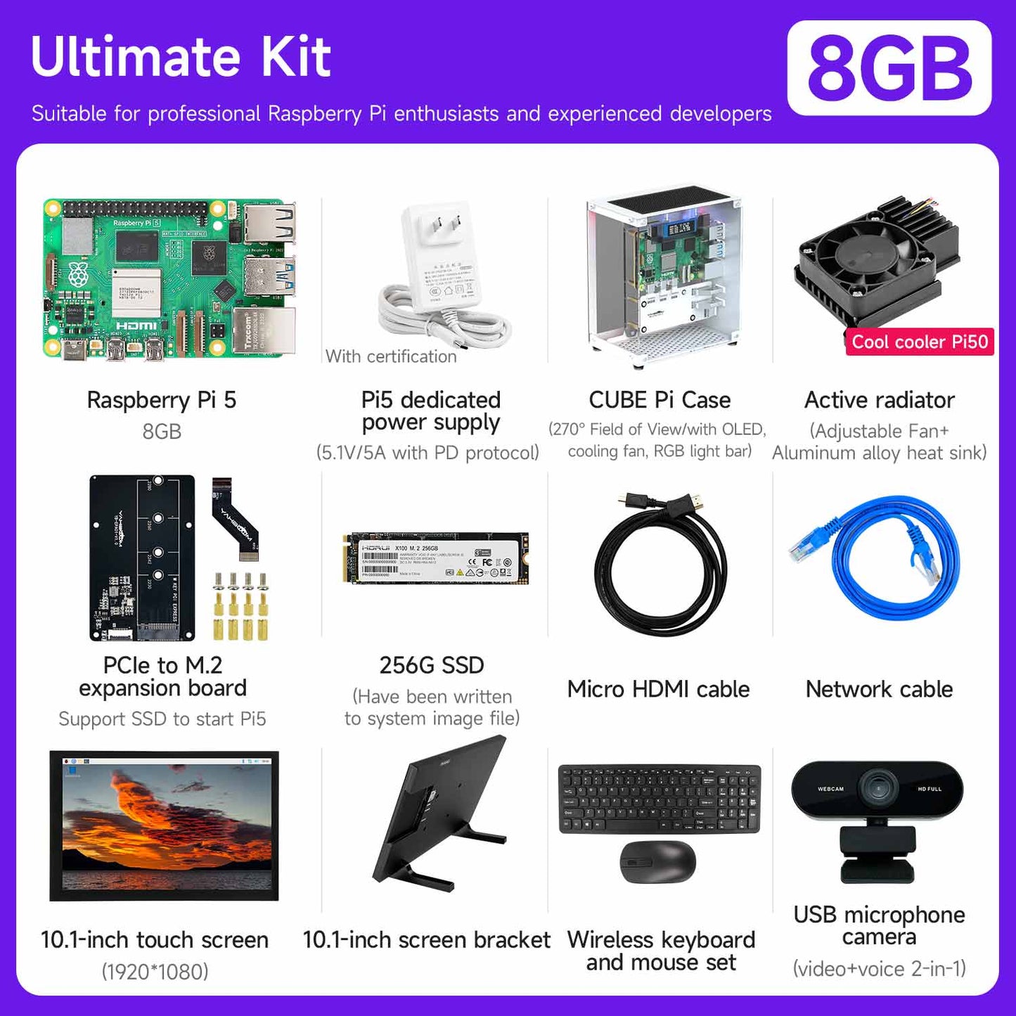 Raspberry Pi 5 AI Large Model Board and Starter Kit(1G/2G/4G/8G/16G)