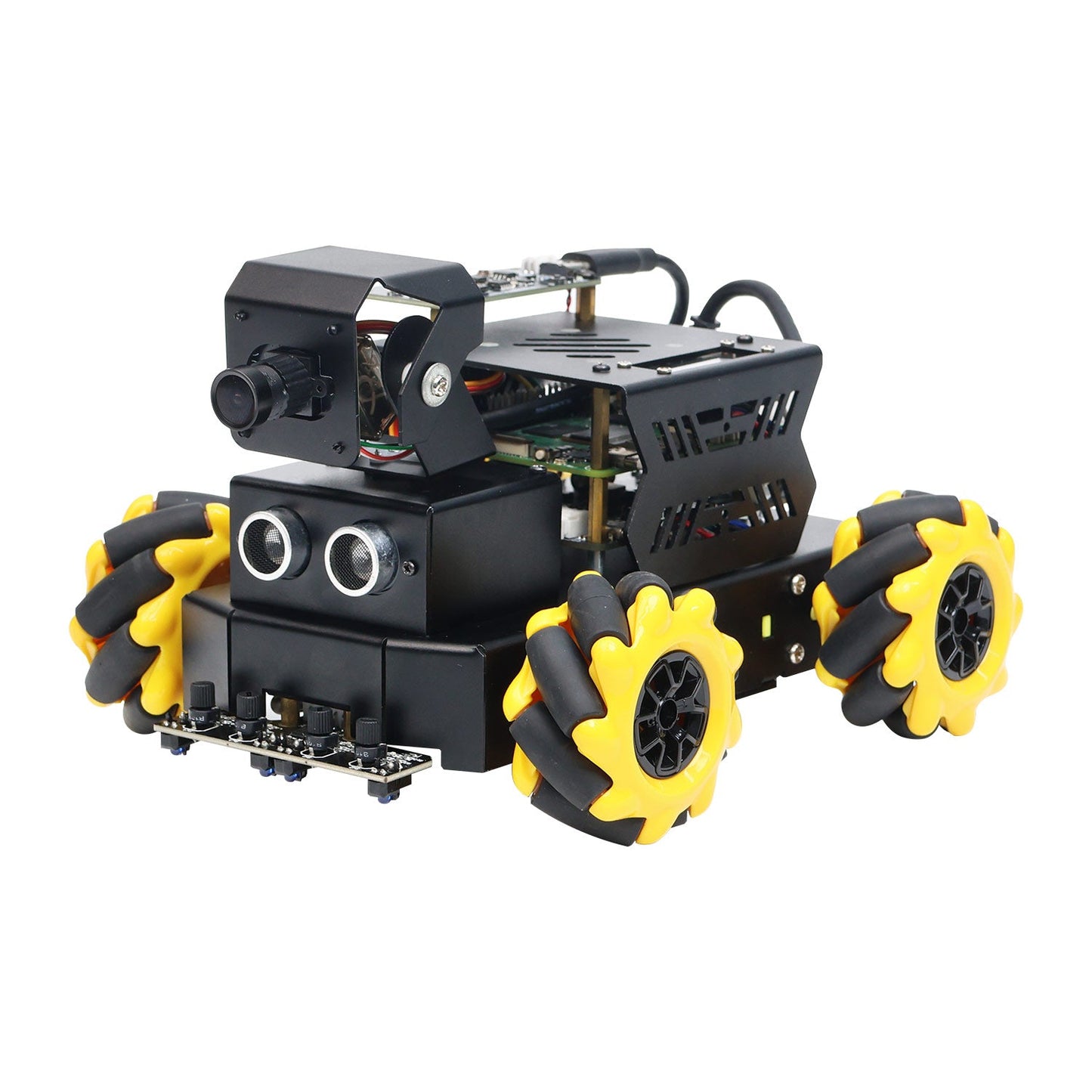 Yahboom Raspbot V2 Raspberry Pi 5 robot car with mecanum wheels, camera turret and ultrasonic sensor front
