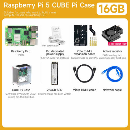 Yahboom Raspberry Pi 5 KI Großmodell-Platine und Starterkit (1GB/2GB/4GB/8GB/16GB)
