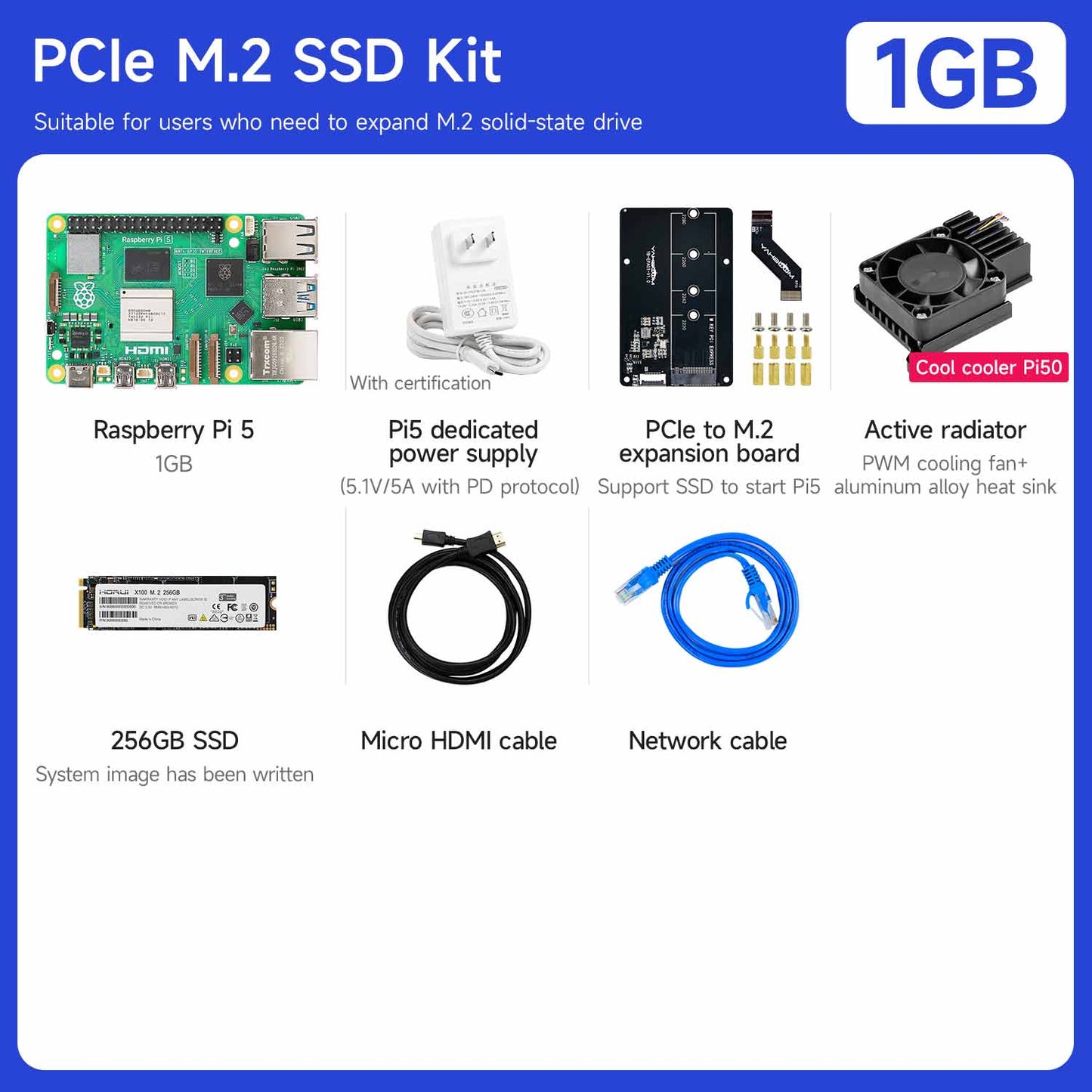 Yahboom Raspberry Pi 5 KI Großmodell-Platine und Starterkit (1GB/2GB/4GB/8GB/16GB)