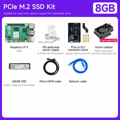 Yahboom Raspberry Pi 5 KI Großmodell-Platine und Starterkit (1GB/2GB/4GB/8GB/16GB)