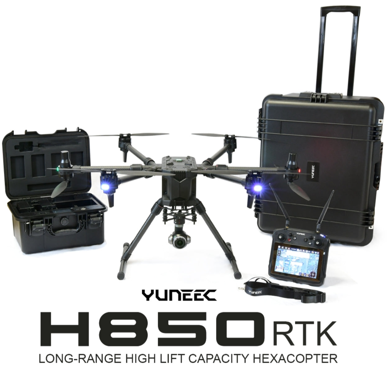 The Yuneec H850 RTK Commercial Hexacopter is a professional industrial drone for mapping, surveying, inspection, and rescue with 3kg payload capacity.