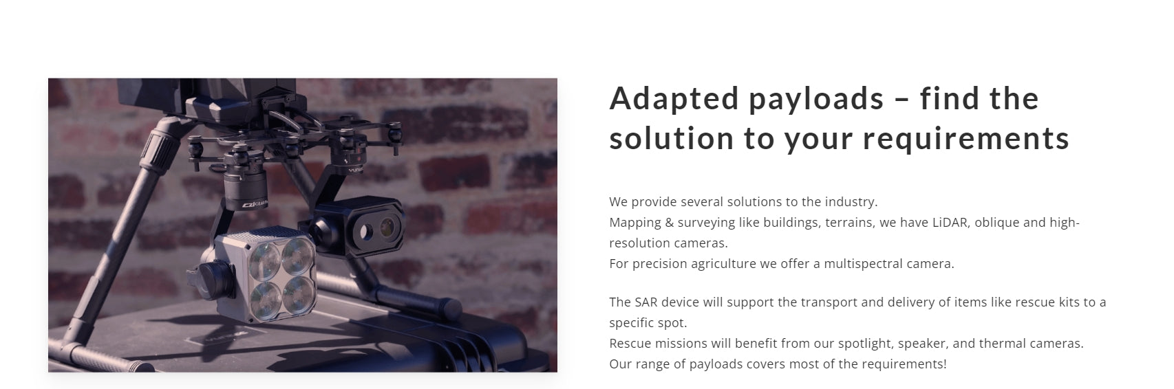 Yuneec H850 RTK Commercial Hexacopter offers solutions for various industries with LiDAR, cameras, multispectral camera, SAR device, and more.