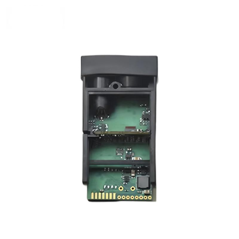 Back view of ranging sensor PCB with pin pads and component layout