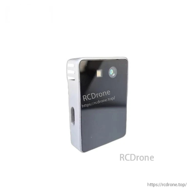 Side view of CS20 LiDAR depth sensor showing slim profile, lens window on top and cutout on the side