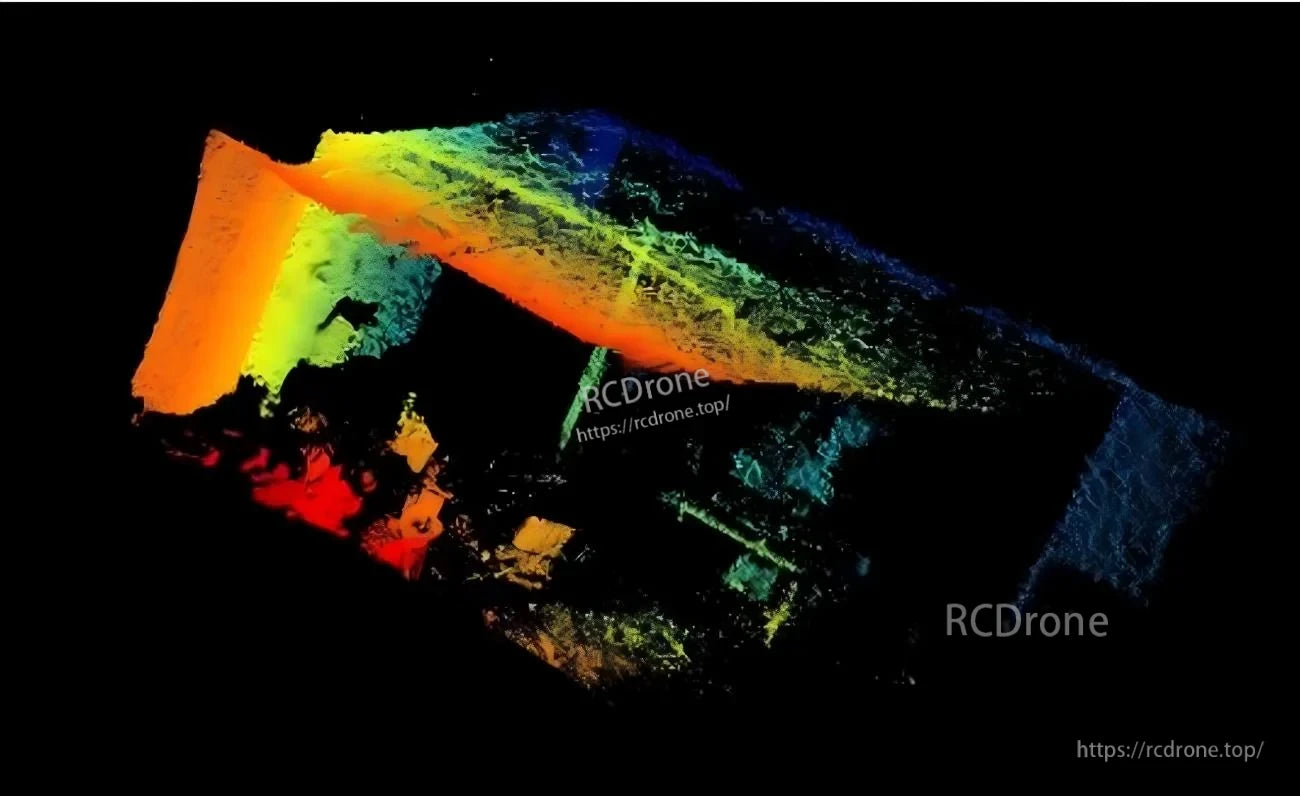 Colored 3D point cloud rendering produced by the sensor, illustrating RGB-D fusion for scene reconstruction