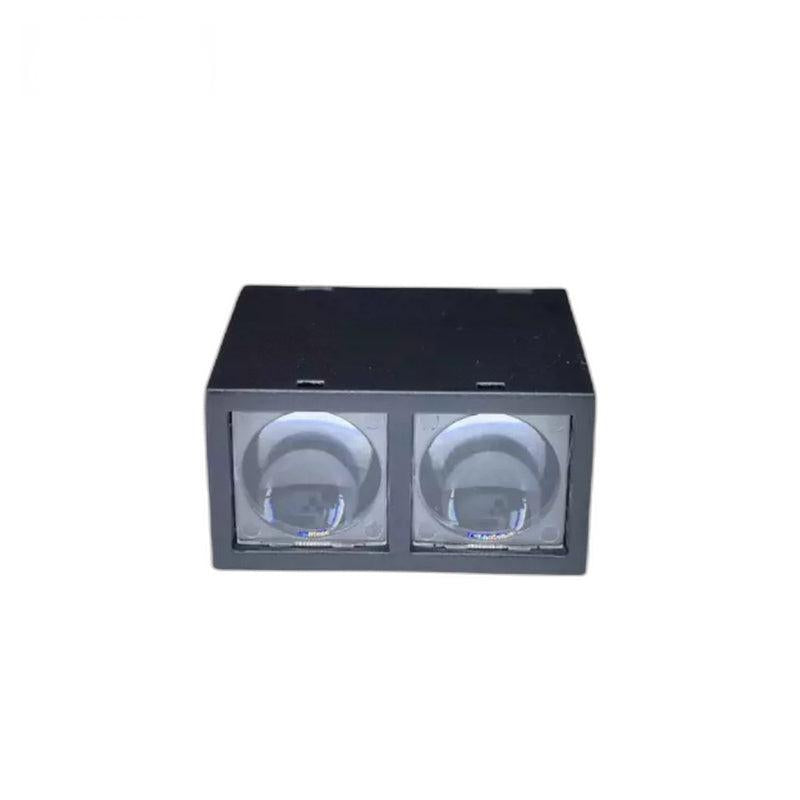 Yunshis MVR2EA ToF ranging module front view with dual 850 nm optical windows in black housing