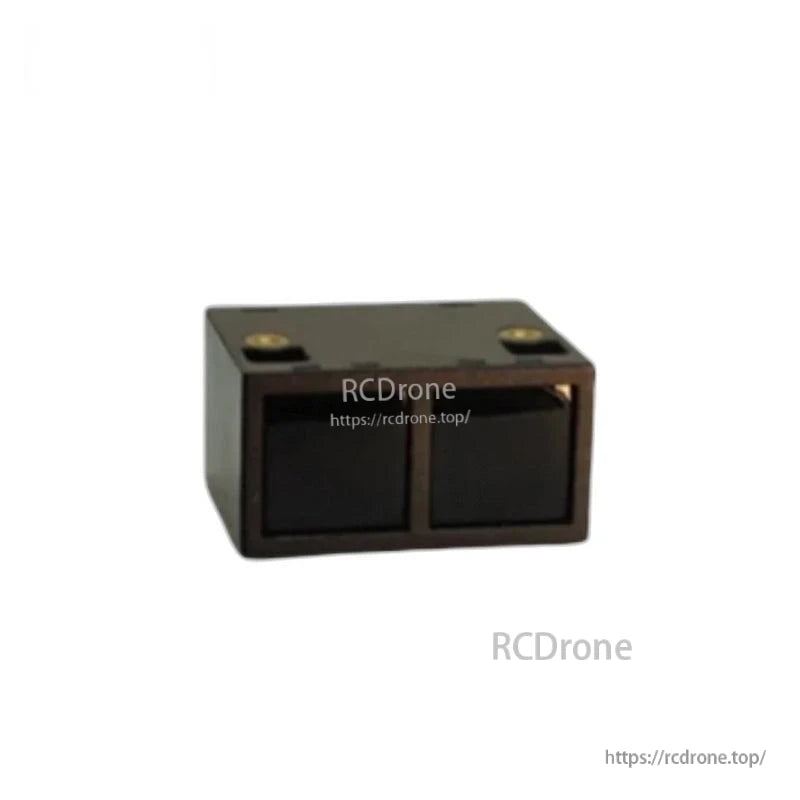 ToF sensor module with two front apertures and top mounting holes, shown with RCDrone watermark