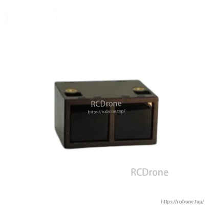 ToF sensor module with two front apertures and top mounting holes, shown with RCDrone watermark