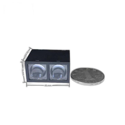 MVR2EA time-of-flight distance sensor size reference, 30 mm wide housing shown next to a coin