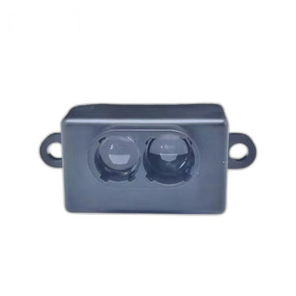 Yunshis MVR3EC TOF LiDAR range sensor module, front view with dual optical windows