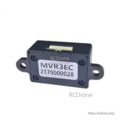 Rear view with MVR3EC label and mounting holes, showing module identification sticker