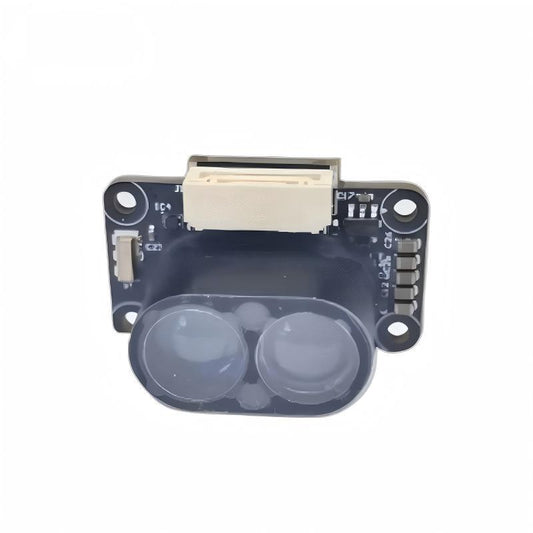 Yunshis MVR3ECD 30m ToF 940nm UART/TTL laser ranging module front view with dual optics and JST connector