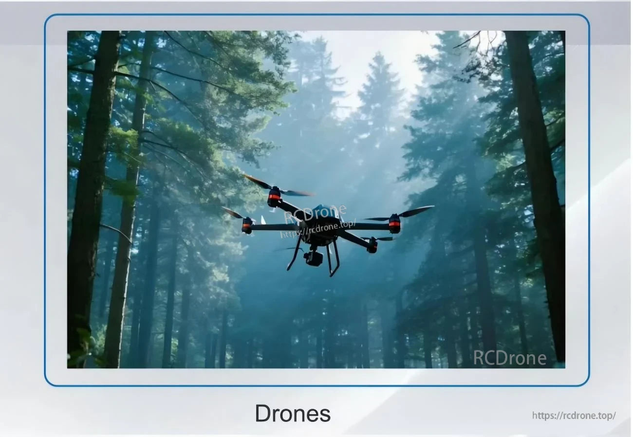Drone flying in forest application image for depth sensing, obstacle avoidance, and outdoor perception workflows
