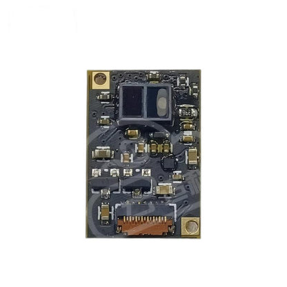Yunshis P8864 3D TOF miniature sensor module, front view with optical window and board components
