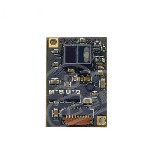 Yunshis P8864 3D TOF miniature sensor module, front view with optical window and board components