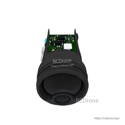 Rear/top view of Yunshis PLS-K1500 905 nm ranging module with exposed PCB components behind the lens housing