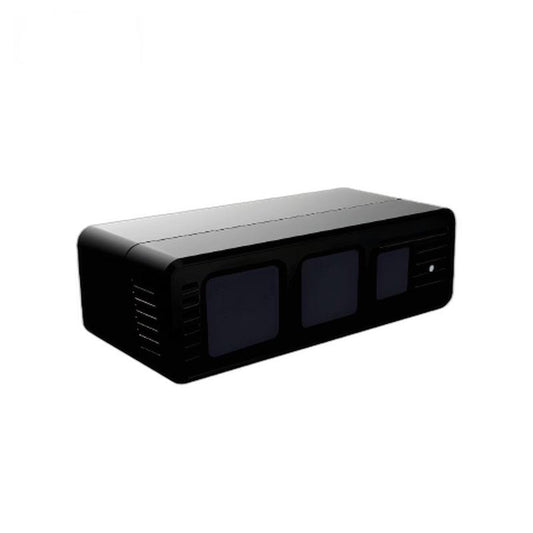 Yunshis S10 DTOF Depth Camera angled front view showing three sensor windows on black housing