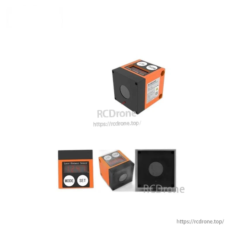 Multi-angle collage of the sensor showing display side, front sensing face, and rear housing panel