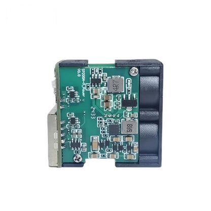 Side view of SDFM laser distance sensor module showing PCB components and metal shielded connector
