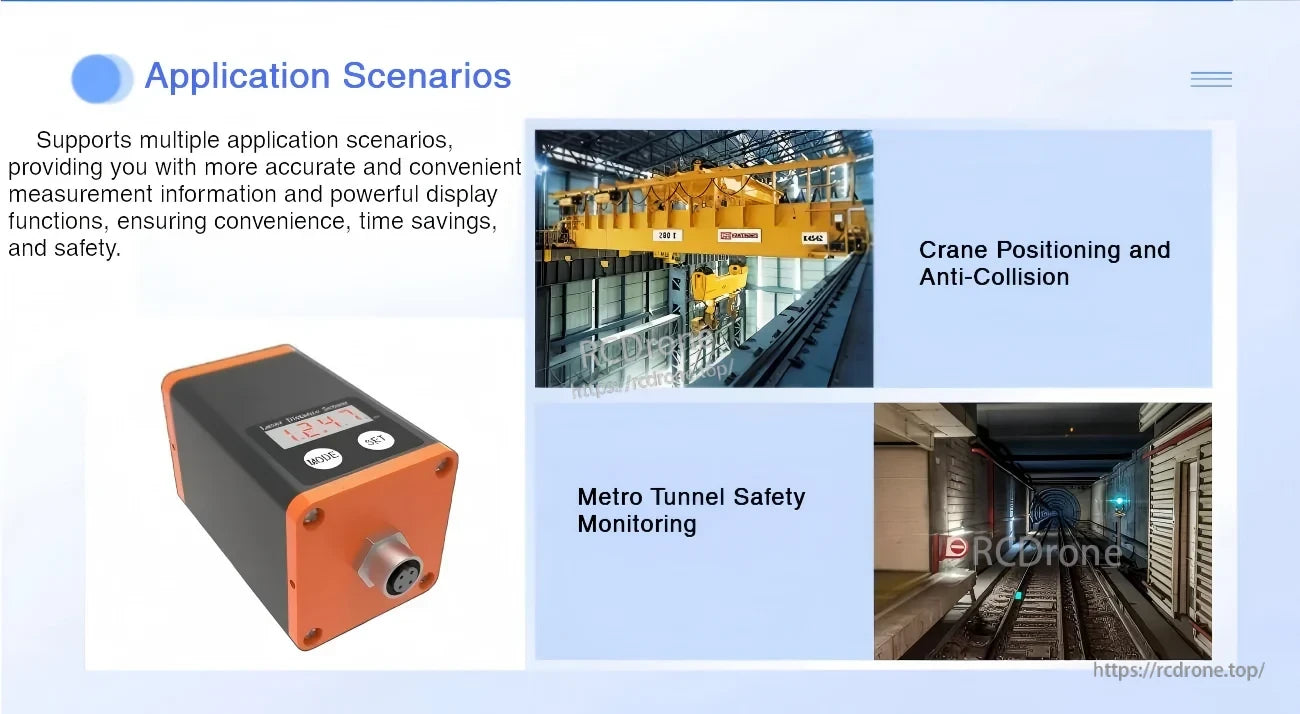 Industrial use cases for SK-A100 sensor: crane positioning/anti-collision and metro tunnel safety monitoring