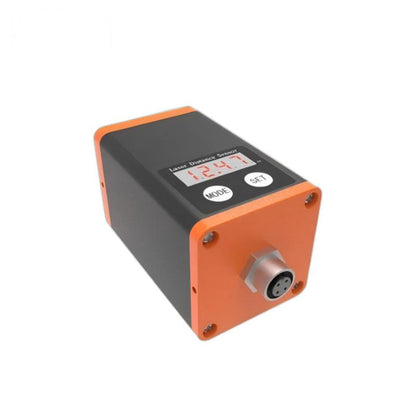 Yunshis SK-A100 laser distance sensor module with top display and control buttons, angled view