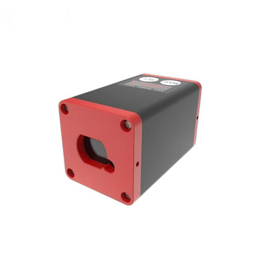 Yunshis SK-Pro Series Laser Ranging Sensor, front view with optical window in red faceplate