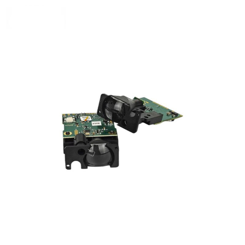 Two SK100 series LiDAR sensor modules showing front lens housing and PCB layout from different angles