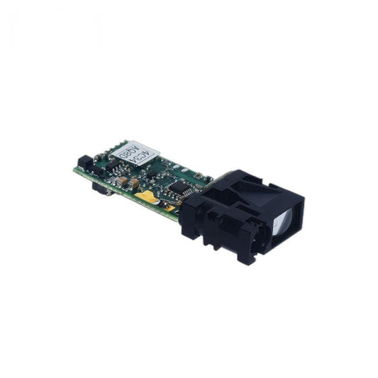 Yunshis SK40 LiDAR 40m laser distance module, angled view showing optical window and PCB