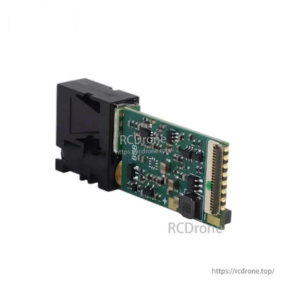 Side/rear view of sensor module showing pin header/board connector and component layout