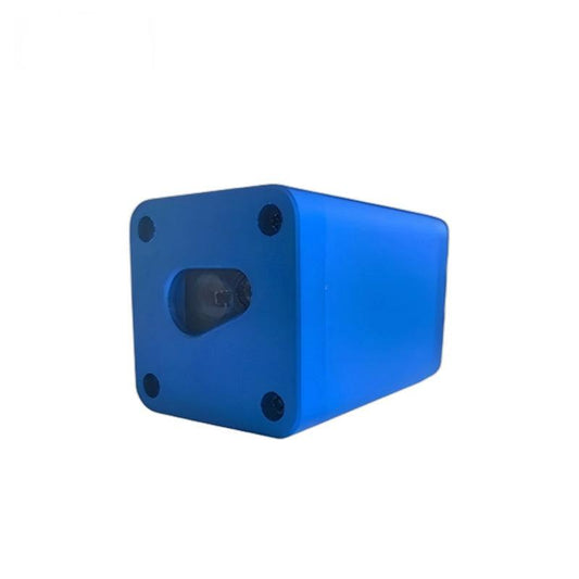 Yunshis SM Series Laser Distance Sensor front view with optical window on blue metal housing