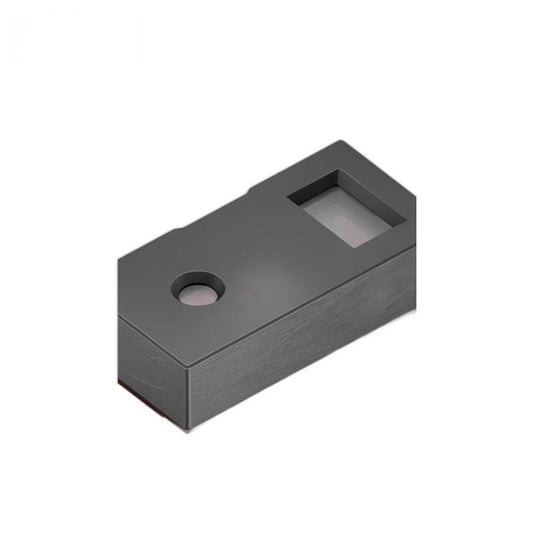 Yunshis TMF8829 dTOF Sensor module, angled top view with rectangular window and circular aperture
