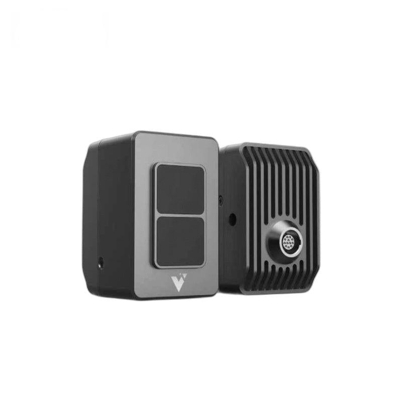 Yunshis XT-M60 Flash LiDAR Sensor front and rear view showing finned heat sink and round connector