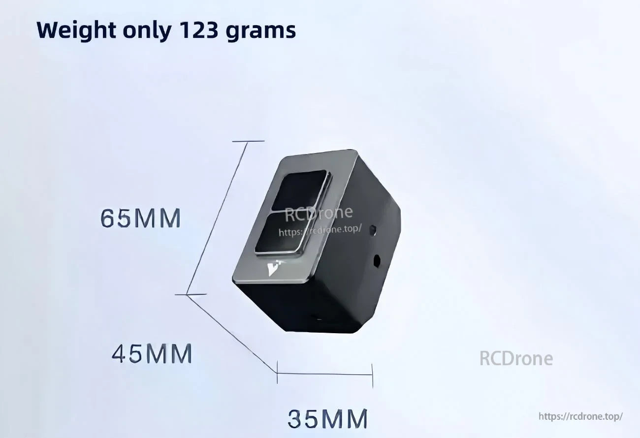 XT-M60 compact housing with dimension callouts 65 mm × 35 mm × 45 mm and weight 123 g