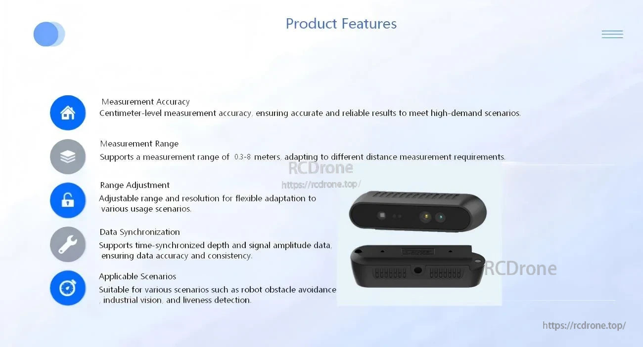 Yunshis iHawk100R / iHawkP100R RGB-D depth camera product features and front/back views