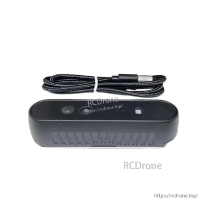 iHawk150W 3D depth camera with USB cable included, angled view showing top sensors and side vents