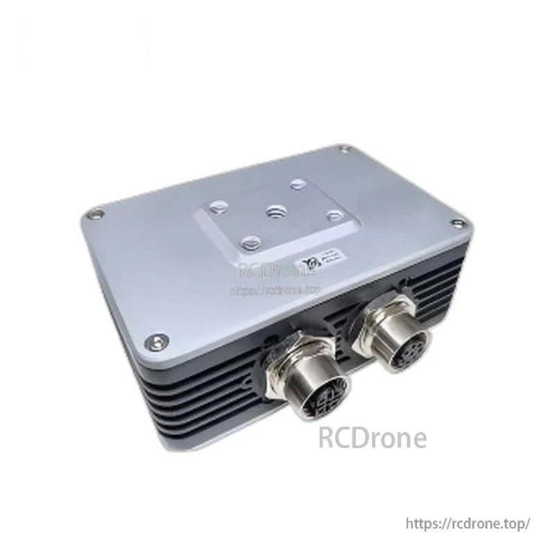 Rear/top view showing mounting plate and two circular industrial connectors on iHawkP100E RGB-D camera