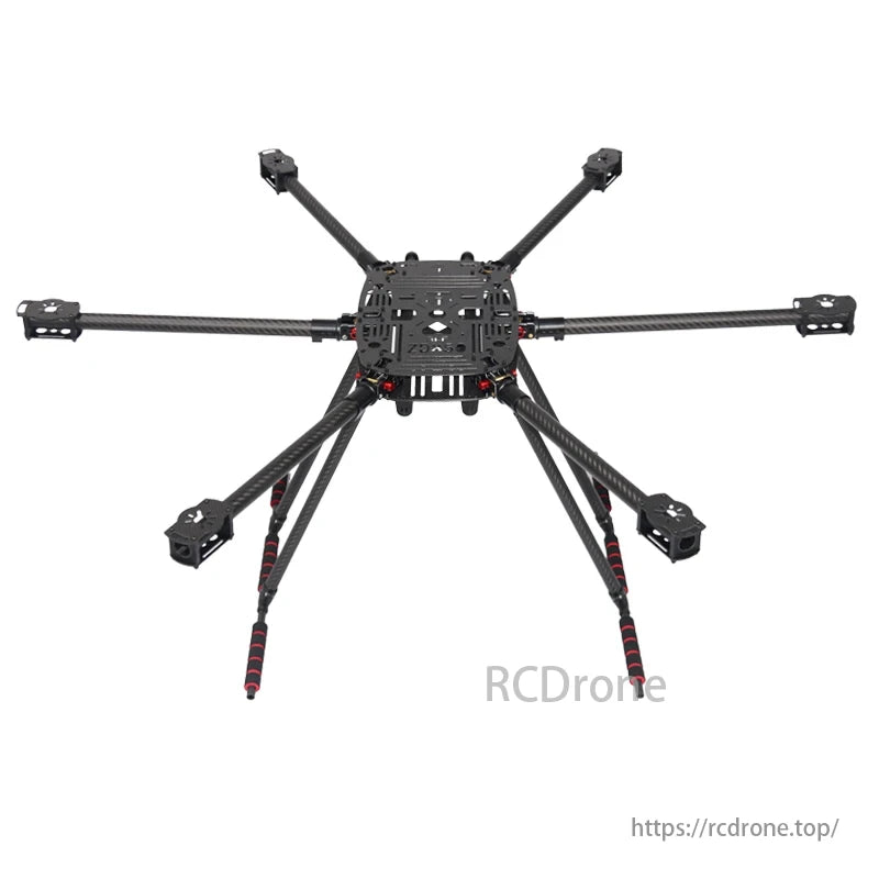 ZD850 Pro FPV Drone Frame, A hook head with a 10 x 330mm long carbon tube for adjustable length and a PTZ (pan-tilt-zoom) camera board.