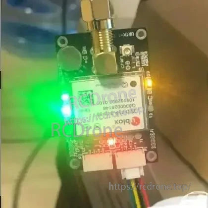 ZED-F9P-01B-01 GNSS Board (u-blox) RTK GPS, u-blox ZED-F9P GNSS RTK GPS board with SMA antenna connector, u-blox module, and status LEDs