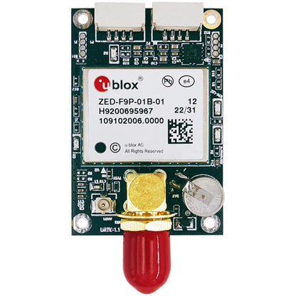 u-blox ZED-F9P-01B-01 RTK GNSS/GPS module on PCB with dual connectors and SMA antenna port