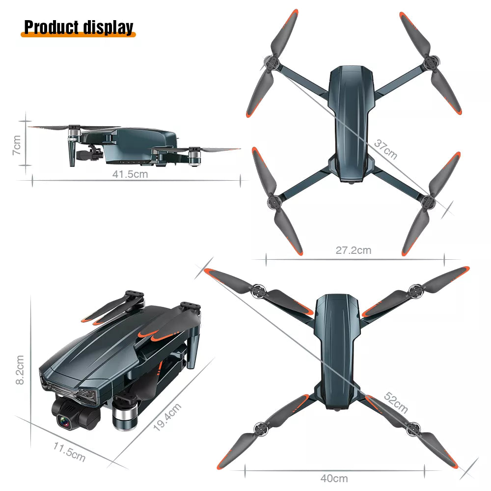ZFR F186 Drone With 4K HD Dual Camera 3-Axis Gimbal 4Km Brushless Motor 5G WIFI GPS Quadcopter Professional Camera Drone 30 ZFR F186 Drone, built-in 3.7V500MAH battery (rechargeable) 10.