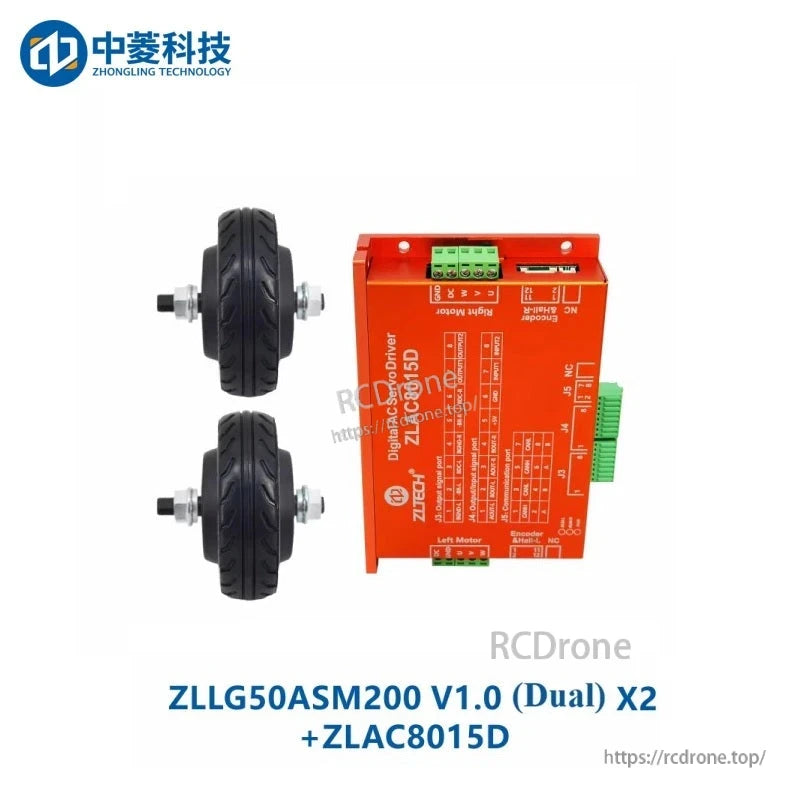 Dual ZLLG50ASM200 V1.0 hub motor wheels with ZLAC8015D digital servo driver controller board