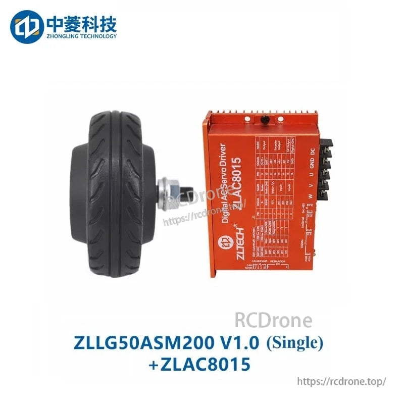 ZHONGLING ZLLG50ASM200 V1.0 hub motor wheel with ZLAC8015 digital servo driver controller
