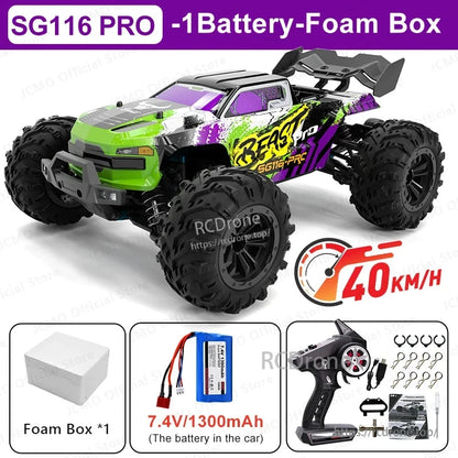 ZLL SG116 Pro/Max RC Car, ZLL SG116 Pro/Max RC car features 1:16 scale, 4WD off-road design with max speed 80km/h, brushless motor, LED lights, and 2.4GHz remote control.