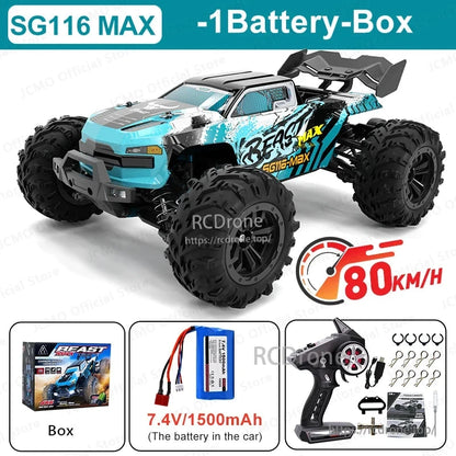 ZLL SG116 Pro/Max RC Car features high speeds, brushless motor, LED lights, and 2.4GHz remote control.