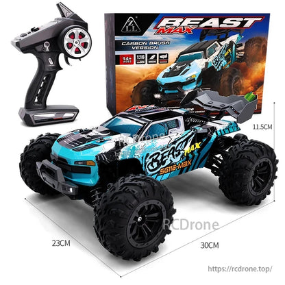 ZLL SG116 Pro/Max RC Car, ZLL Beast Max 1:16 scale brushless 4WD off-road RC car, reaches 80km/h, features LED lights, 2.4G control, RTR with Li-ion battery.