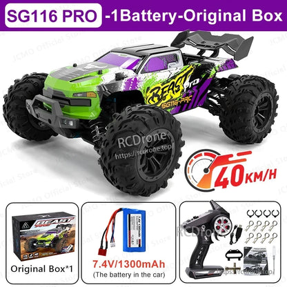 ZLL SG116 Pro/Max RC Car, SG116 PRO 1:16 scale 4WD off-road RC car, 40km/h, 7.4V battery, 2.4G remote, LED lights, 300m range, RTR with box.