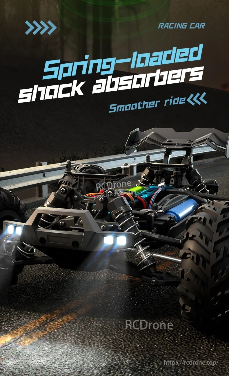 ZLL SG116 Pro/Max RC Car, High-performance racing car with spring-loaded shock absorbers, advanced suspension, and rugged design for a smoother, more durable ride.